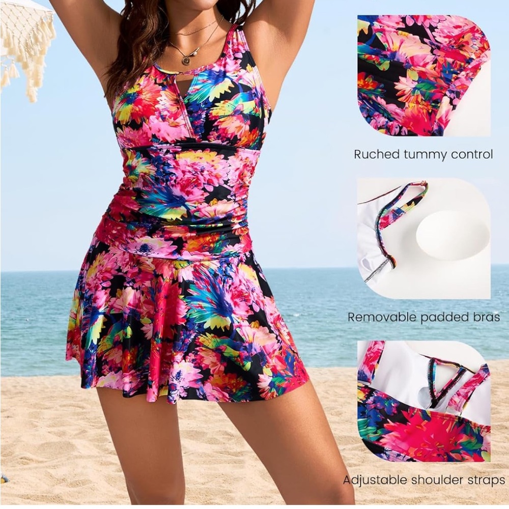 Kate Kasin 2 Piece Tankini Swimsuit - Picture 2 of 7